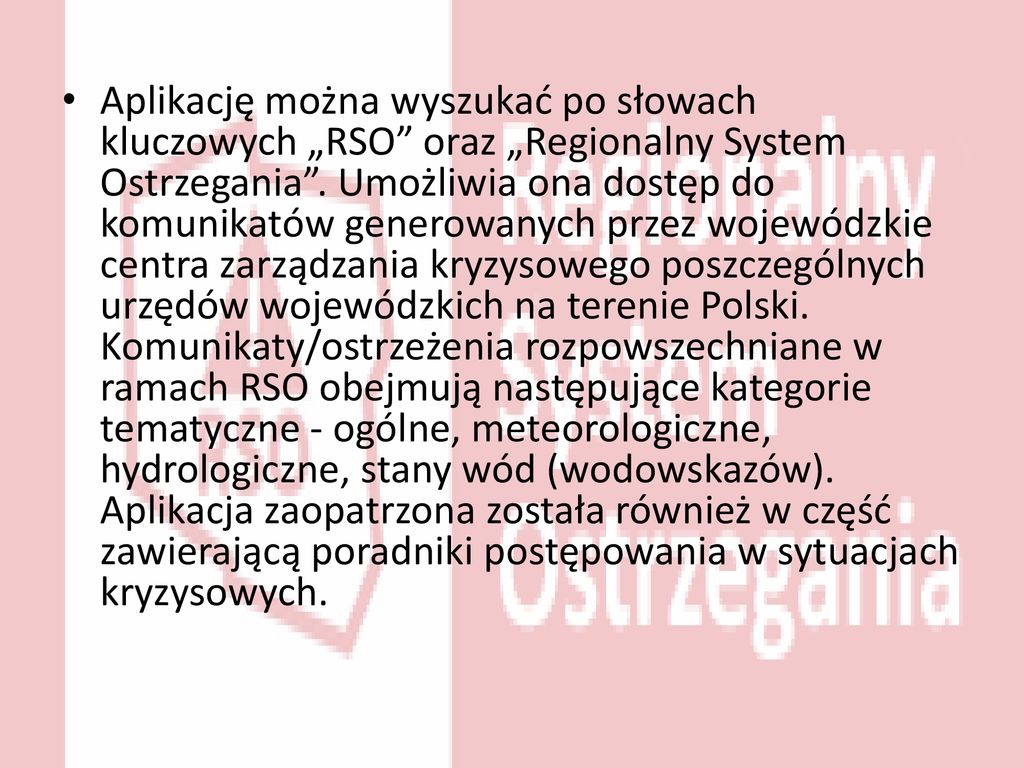 REGIONALNY SYSTEM OSTRZEGANIA RSO Ppt Pobierz